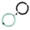 2Pcs/Set Romantic Heart Shape Magnet Pendant Bracelets 6 8MM Weathered Stone Bangles Jewelry Couple Handmade Strench Pulsera New