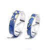 2Pcs/Set Van Gogh Blue Starry Sky Open Ring Star Moon Always Thinking You Lover Couple Ring
