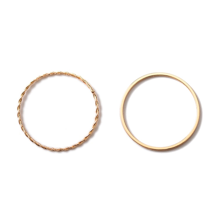 2Pcs/Sets Explosive Metal Plating Twist Geometric Ring Office Style Simple Joint Ring Fine Tail Rings For Women Girls Gifts