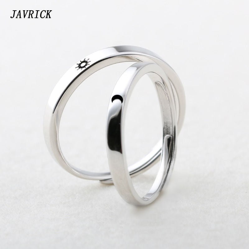 2Pcs Sun and Moon Lover Couple Rings Set Promise Wedding Bands for Him and Her Women Men Unisex Jewelry Ring Gift