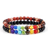 2Pcs/set 7 Chakra Bracelet For Women Men Balance Buddha Reiki Prayer Tiger Eyes Black Natural Stone Beads Yoga Strand Bracelets