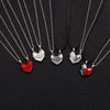 2Pcs/set Magnetic Couple Necklace Lovers Heart Black Red White Pendant Distance Faceted Charm Necklace Women Valentines Day Gift