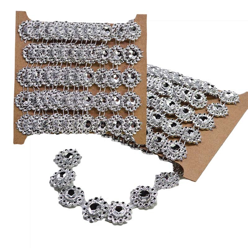 2Yard 15mm Gold Silver Rhinestone Chain Ribbon Trim Apparel Sewing Accessories DIY Supplies Pearl Crystal Chain Party DIY Craft