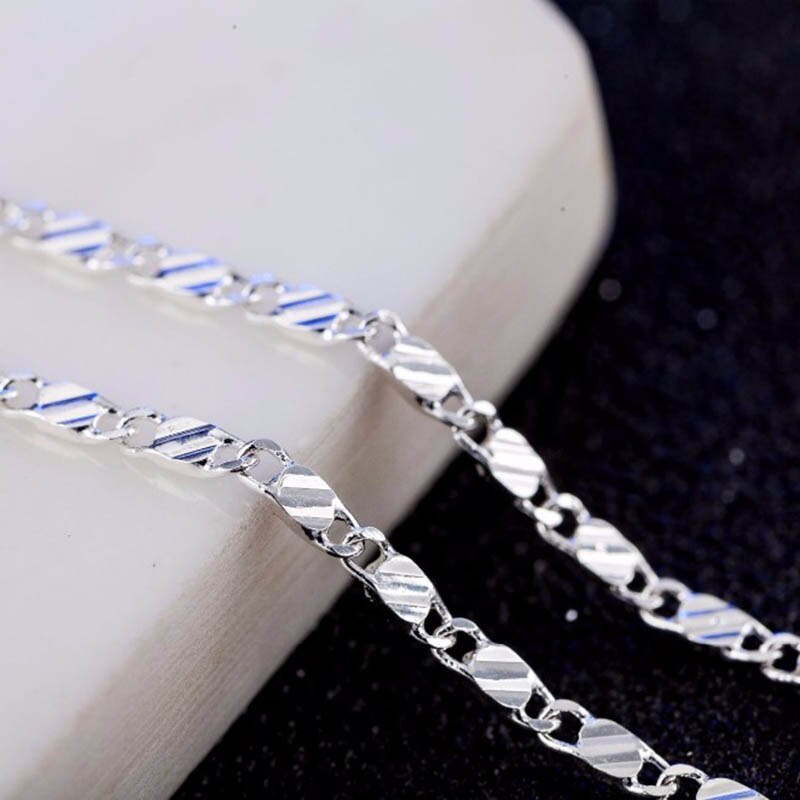 2mm Men Flat Chain Necklace For Women Gold Color Jewelry Necklaces Charms Jewellery 16 18 20 22 24 26 28 30 inch  M283