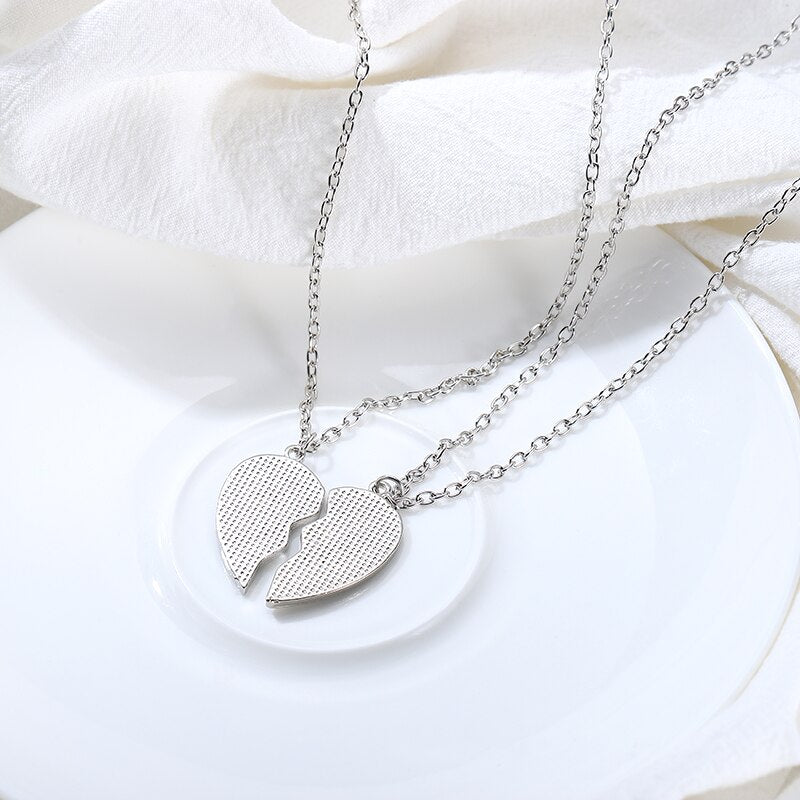 2pc Heart-Shaped Stitching Friend Inlaid Colored Rhinestone Choker Carving Female Jewelry Direct Sales 2022