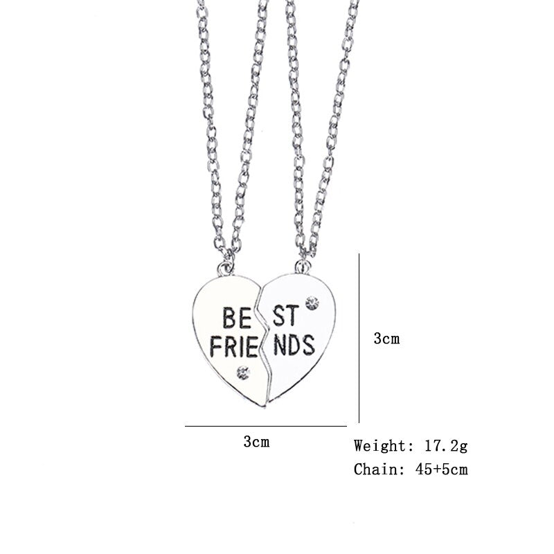 2pc Heart-Shaped Stitching Friend Inlaid Colored Rhinestone Choker Carving Female Jewelry Direct Sales 2022