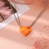 2pcs Chain Couples Brick Heart Pendant Shaped Necklace for Friendship Charm Jewelry Made with Elements necklace парные кулоны
