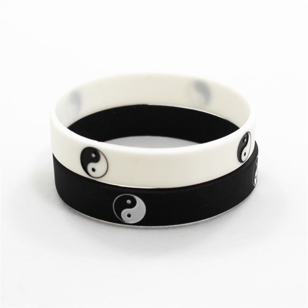2pcs Cool Tai Chi Silicone Wristband Black White Color Sports Rubber Silicone Bracelets&bangles  Jewelry Gifts