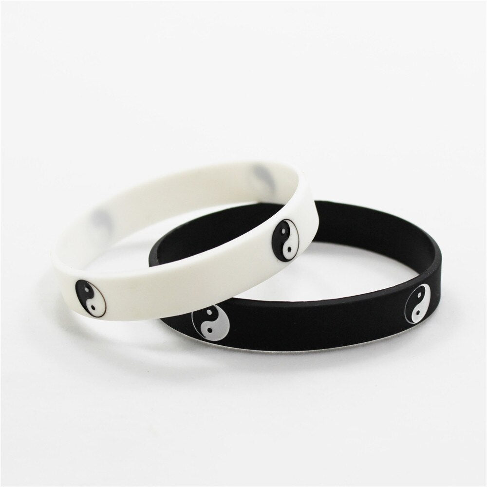 2pcs Cool Tai Chi Silicone Wristband Black White Color Sports Rubber Silicone Bracelets&bangles  Jewelry Gifts