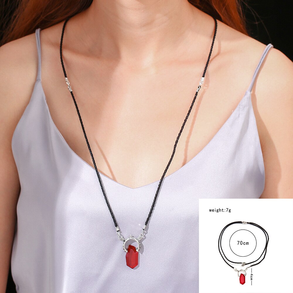 2pcs Red and Blue Natural Stone Pendant Popular Dante Era Pendant Necklace Sweater Chain 2021 ewelry for Women