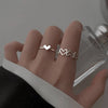 2pcs Heart Rings for Women  Color Adjustable Open Ring 2023 Trend Cute Wedding Band Couple Jewerly anillos mujer