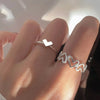 2pcs Heart Rings for Women  Color Adjustable Open Ring 2023 Trend Cute Wedding Band Couple Jewerly anillos mujer