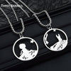 2pcs Little Prince and Fox Couple Necklace Lovers Paired Pendants Friends Stainless Steel Chain Necklace Jewelry