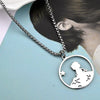 2pcs Little Prince and Fox Couple Necklace Lovers Paired Pendants Friends Stainless Steel Chain Necklace Jewelry