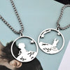 2pcs Little Prince and Fox Couple Necklace Lovers Paired Pendants Friends Stainless Steel Chain Necklace Jewelry