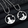 2pcs Little Prince and Fox Couple Necklace Lovers Paired Pendants Friends Stainless Steel Chain Necklace Jewelry