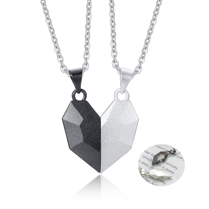 2pcs Lovers Heart Necklace Pendant Couple Strong Magnetic Distance Puzzle Necklace BFF Friendship Gifts