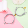 2pcs Magnetic Bracelet Stainless Steel Heart Pendant Charm Couple Bracelets for Lover Friend Men Women Braid Rope Bracelets
