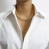 2pcs Punk Miami Cuban Choker Necklace Collar Statement Hip Hop Big Chunky Aluminum Gold Color Thick Chain Necklace Women Jewelry
