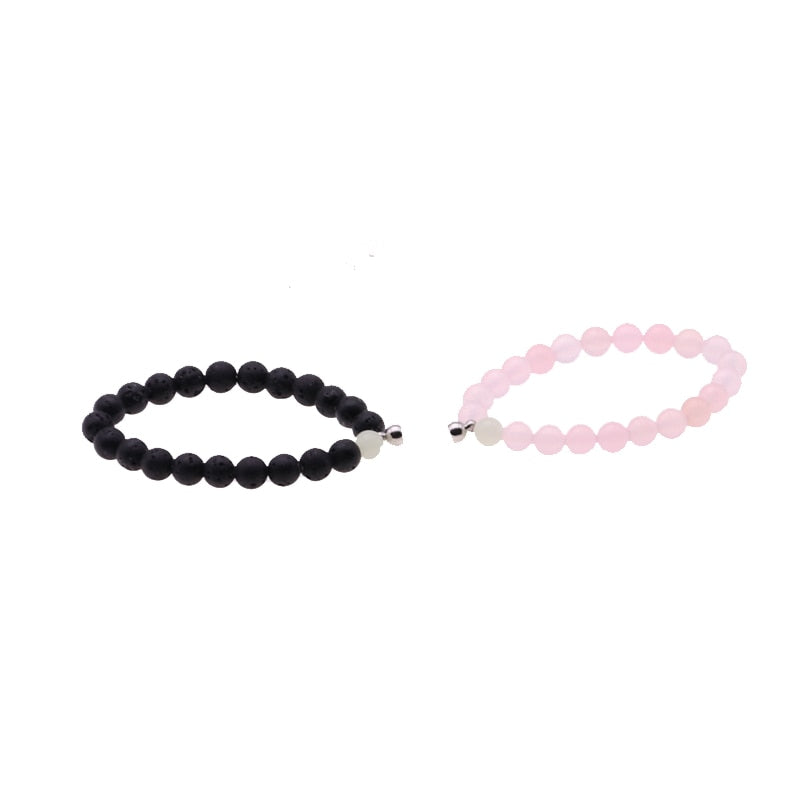2pcs/Set Glowing Magnet Couple Bracelet Vintage Natural Stone Distance Paired Bracelet Lovers Jewelry Valentine's Day Gift