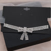 2pcs Sexy Full Rhinestone Bow-Knot Choker Necklace For Women Bling 3 Row Iced Out Chain Charm Party Jewelry