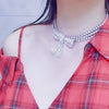 2pcs Sexy Full Rhinestone Bow-Knot Choker Necklace For Women Bling 3 Row Iced Out Chain Charm Party Jewelry