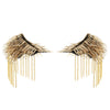 2pcs Women Shoulder Board Brooch Punk Metal Long Rivet Stud Spike Tassel Epaulette Clothes Ornaments