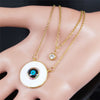 2pcs Zircon Copper Stainless Steel Islam Turkish Eye Necklace Double Layer Chain Necklace Gold Color Jewelry colier NC41S02