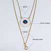 2pcs Zircon Copper Stainless Steel Islam Turkish Eye Necklace Double Layer Chain Necklace Gold Color Jewelry colier NC41S02
