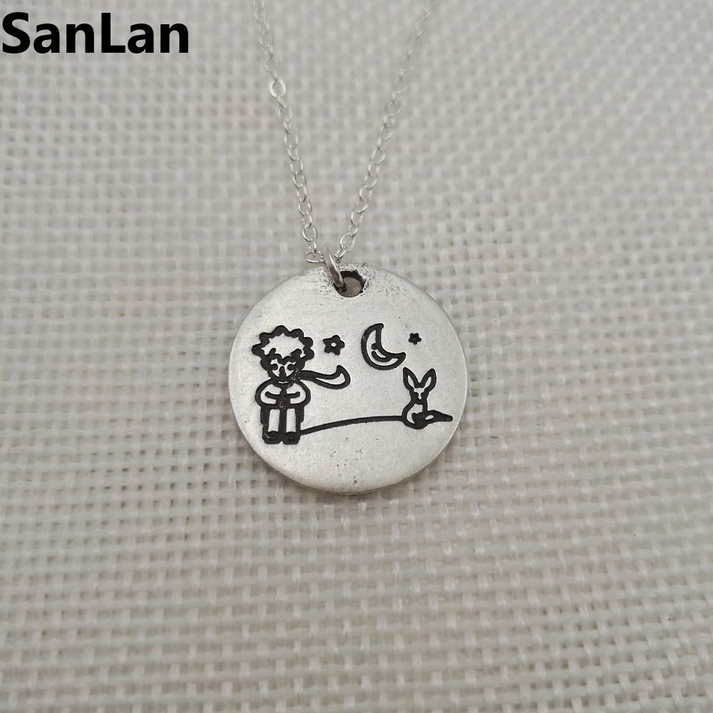 2pcs/lot Little Prince and fox pendant little prince necklace jewelry for women for child Cartoon Cute Animal Necklaces SanLan