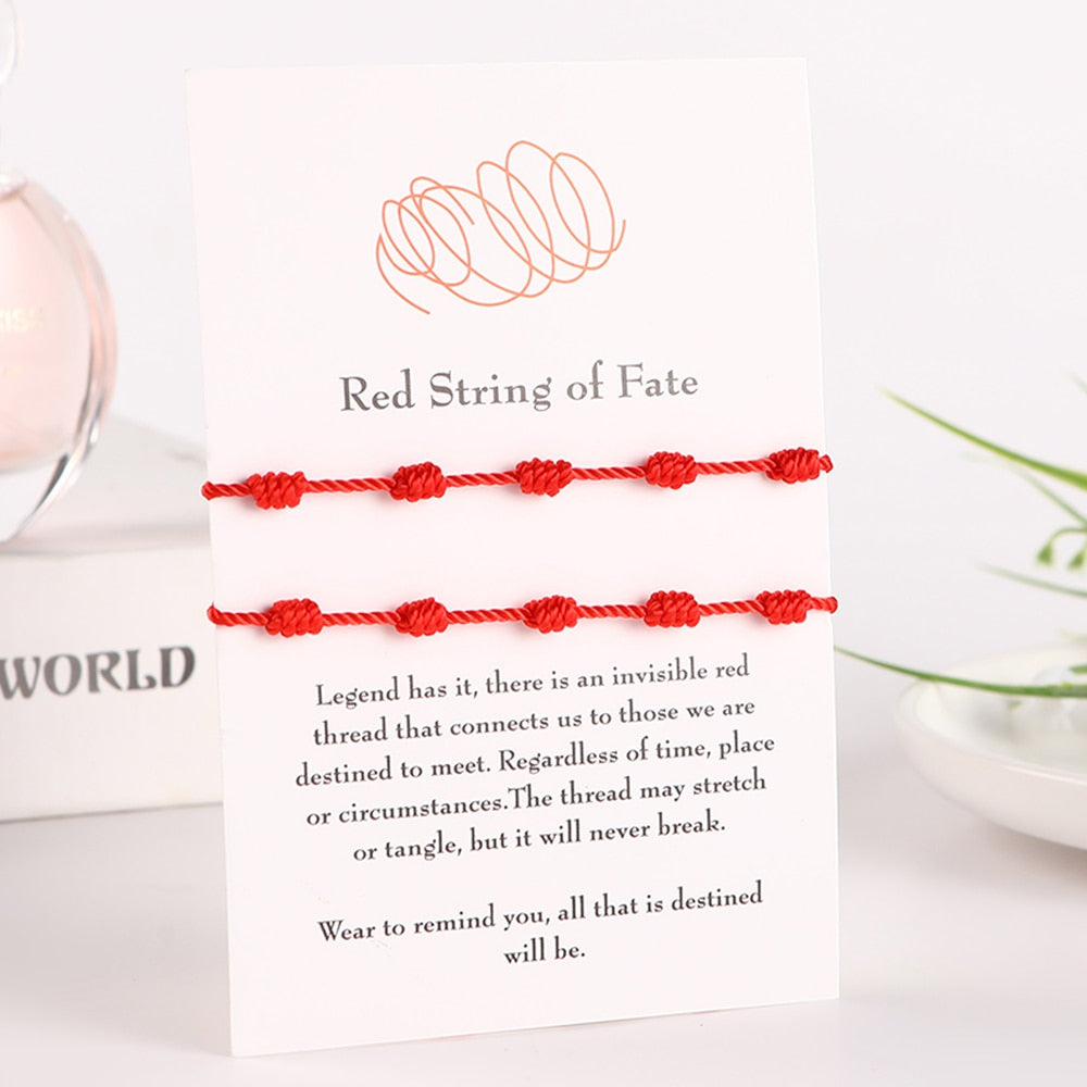 2pcs/set  Handmade 7 Knots Red String Bracelet for Protection lucky Amulet and Friendship Braid Rope Wristband Jewelry