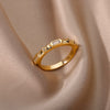2pcs/set Lotus Zircon Rings for Women Stainless Steel Flower Finger Ring 2023 Trend Couple Wedding Aesthetic Jewelry anillos