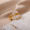 2pcs/set Lotus Zircon Rings for Women Stainless Steel Flower Finger Ring 2023 Trend Couple Wedding Aesthetic Jewelry anillos