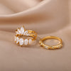 2pcs/set Lotus Zircon Rings for Women Stainless Steel Flower Finger Ring 2023 Trend Couple Wedding Aesthetic Jewelry anillos
