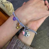 2pcs / set magnet attracts couple Bracelet cute cartoon Charm Jewelry adjustable elastic rope bracelets lover gift for women men