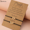2pcs / set minimalist Sun Moon Charm couple Bracelet card love jewelry gift adjustable braided rope bracelets for women and men