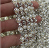 2yds Silver Metal Base Rhinestone Crystal Cup Chain with Pearls Bead Crystal Chain for Clothes Bags Diy Wedding Dress Decoration
