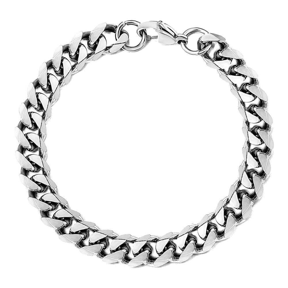 3-11mm Men's Bracelets Stainless Steel Curb Cuban Link Chain Silver Color Black Gold Bracelet Men Women Jewelry Gift 7-10" KBM03
