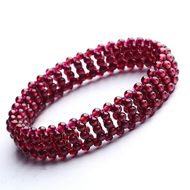 3-3.25mm 5A Grade Nature Garnet Stone Bracelet Handmade Style YH4814