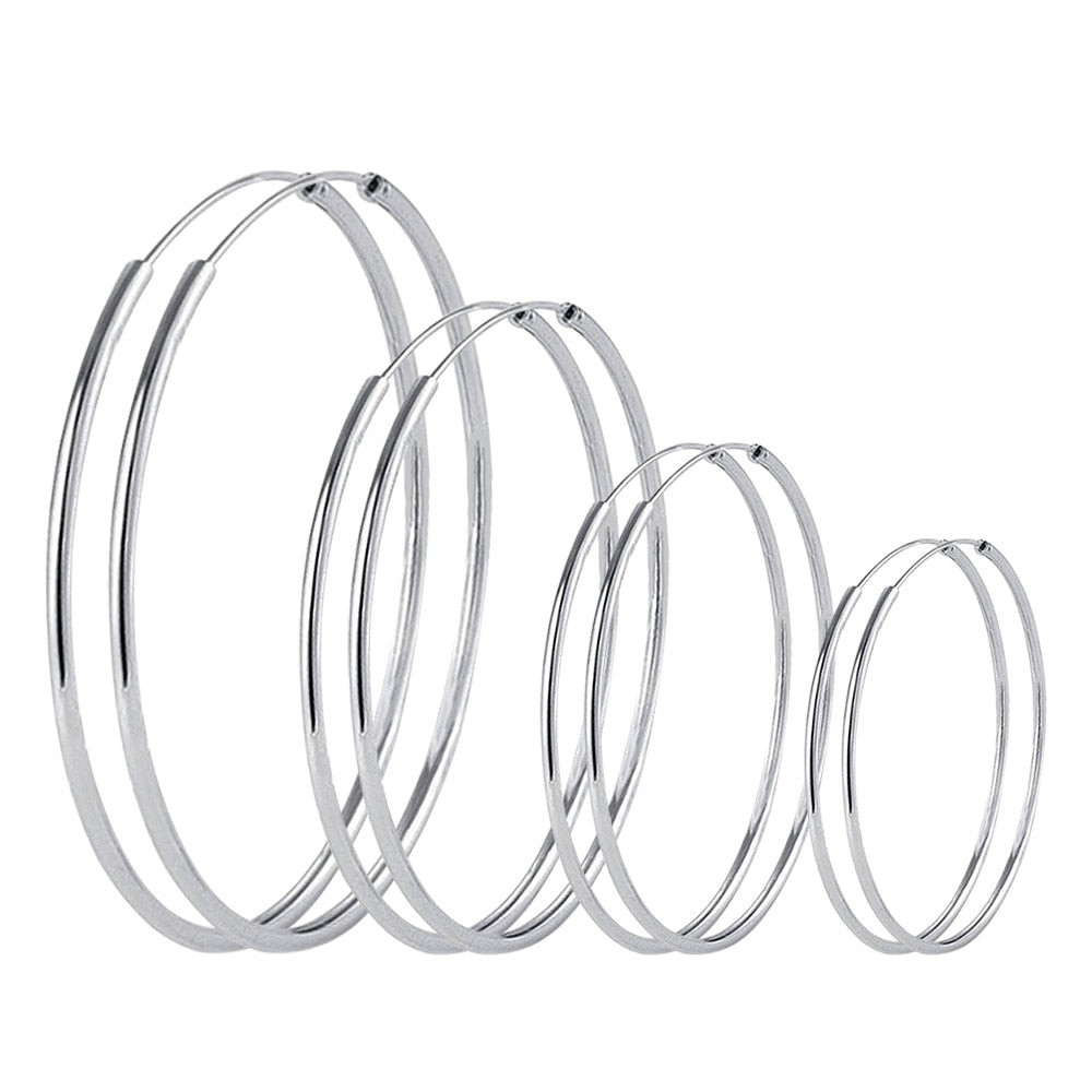 3/4/5/6MM Round Hoop Earrings 925 Stamp Silver Color For Women Party  Quality Jewelry Accessories Christmas GaaBou