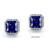 3.8ct Natural Stone Sapphire Stud Earrings For Women Pure 925 Sterling Silver Fashion Jewelry Classic Square Women Earrings