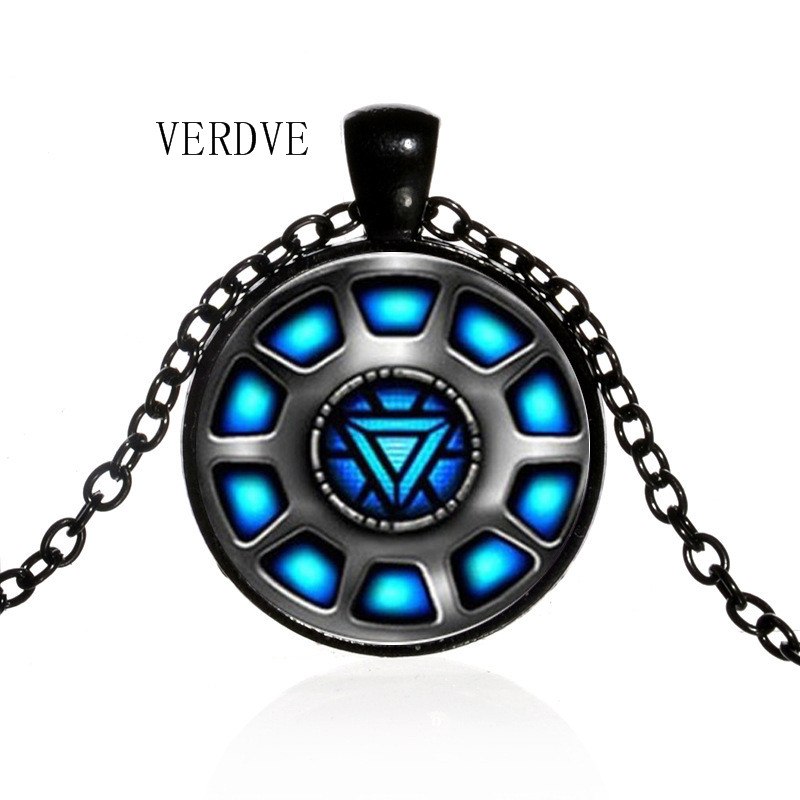 3 Color Fashion Movie Series Avengers Iron Man Arc Gem Glass Time Captain America charm necklace