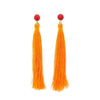 3 Color Orange&Pink&Blue Synthetic Stone Tassel Cotton Fringe Earrings Ethnic Female Online Shopping India Drop Earrings Jewelry