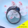 3 Colors 925 Sterling Silver Retro Open Ring Men Thai Silver Fine Jewelry Gift Man-Made Garnet Lizard Finger Ring CH056032