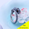 3 Colors 925 Sterling Silver Retro Open Ring Men Thai Silver Fine Jewelry Gift Man-Made Garnet Lizard Finger Ring CH056032