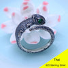 3 Colors 925 Sterling Silver Retro Open Ring Men Thai Silver Fine Jewelry Gift Man-Made Garnet Lizard Finger Ring CH056032