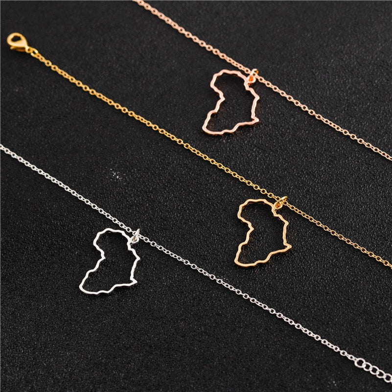 3 Colors Africa Map Pendant Necklace for Women Men Ethiopian Jewelry  African Map Hiphop Choker Bijoux Collars Necklace