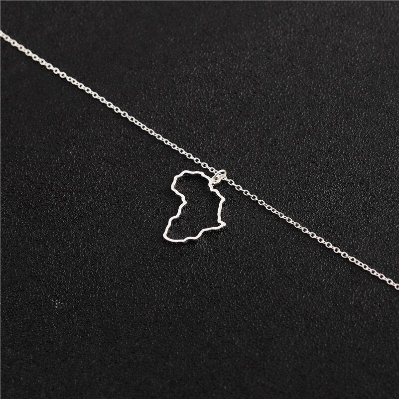 3 Colors Africa Map Pendant Necklace for Women Men Ethiopian Jewelry African Map Hiphop Choker Bijoux Collars Necklace