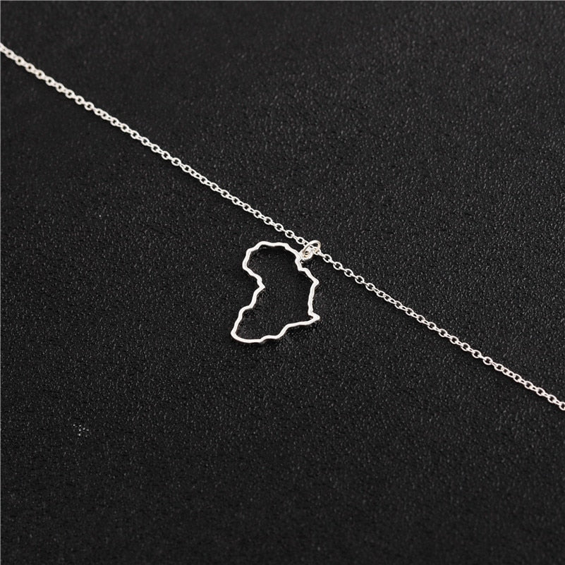 3 Colors Africa Map Pendant Necklace for Women Men Ethiopian Jewelry African Map Hiphop Choker Bijoux Collars Necklace
