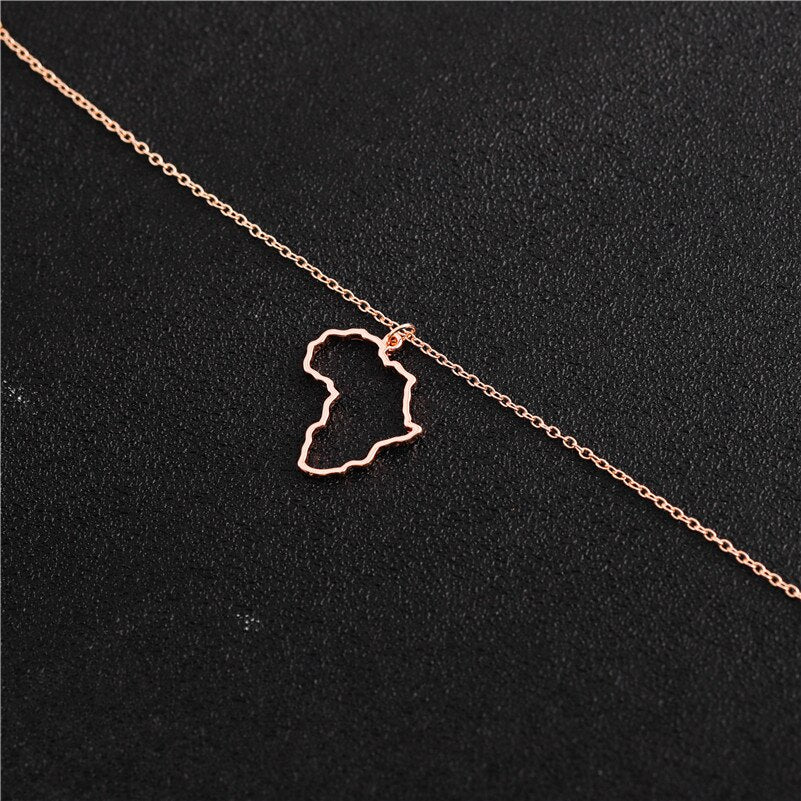3 Colors Africa Map Pendant Necklace for Women Men Ethiopian Jewelry African Map Hiphop Choker Bijoux Collars Necklace